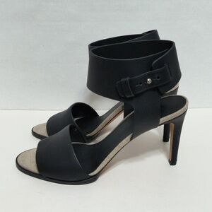 Vince Antonia Black Leather Open Toe Ankle Strap High Heels Sandals Size 8